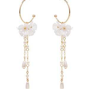 Linked Flowers & Chain Drop Earrings